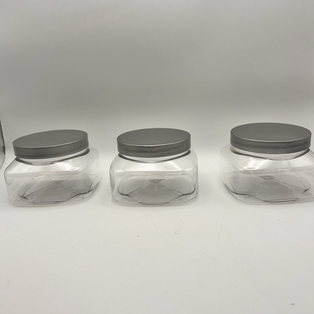 3-Piece Leak-Proof Square Travel Jars - Perfect for Makeup Beauty Essentials 8oz